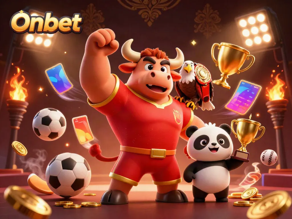 Celebrate winnings with Onbet through sports and casino excitement in this thrilling illustration.