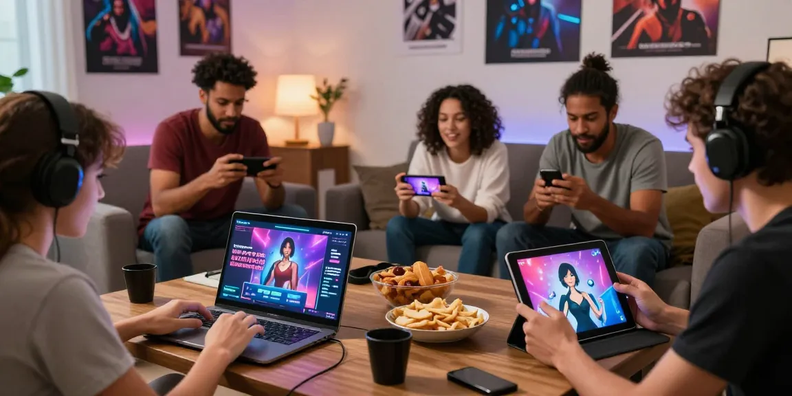 Adults playing engaging adult games online in a cozy setting