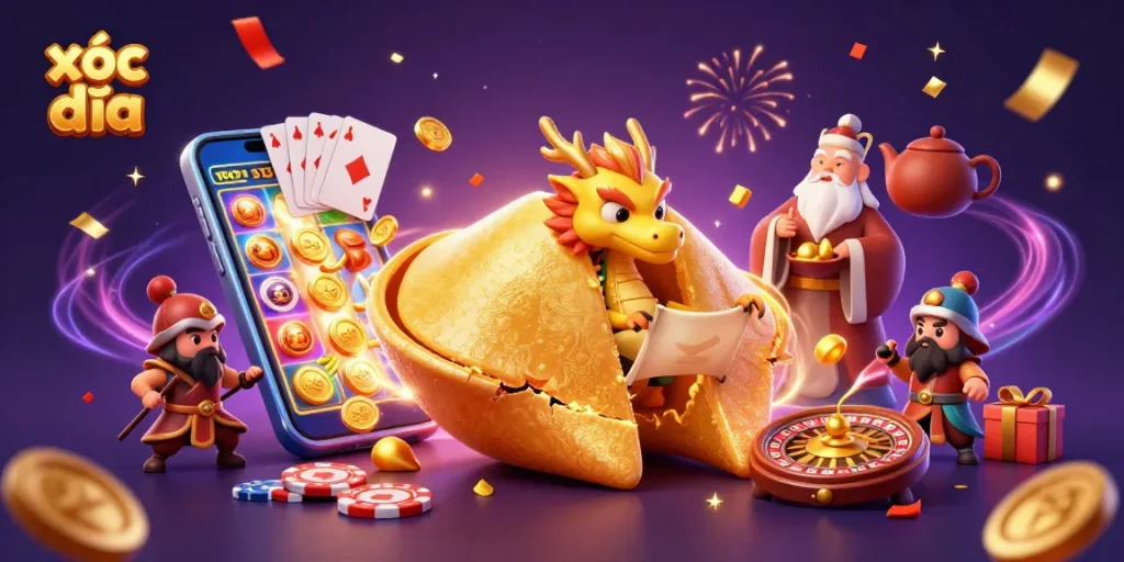 Xóc đĩa game experience with vibrant visual elements and exciting characters in a casino setting.