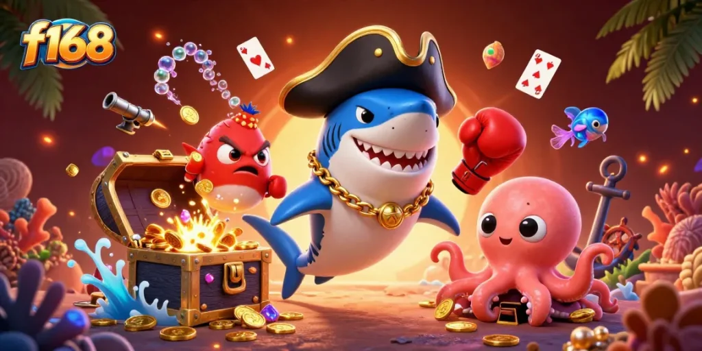 Experience thrilling games at f168 with lively characters, vibrant treasures, and an immersive underwater casino atmosphere.